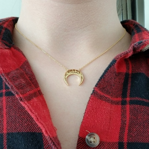 14k Gold or Sterling Crescent Moon Necklace - Picture 8 of 11
